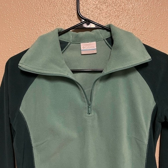 Columbia two-tone green lightweight fleece pull over GUC size small - Picture 2 of 7